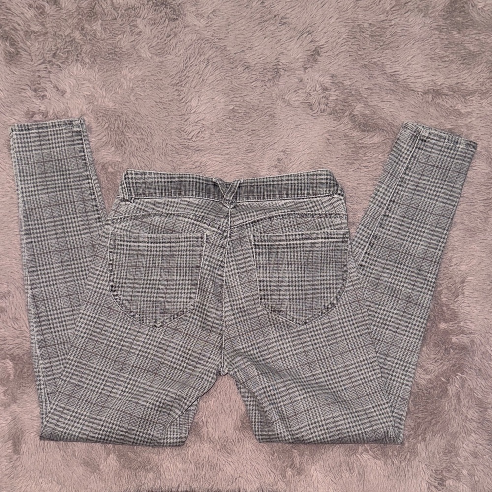 Democracy Black & Gray Plaid womens Pants denim fitted jeans houndstooth size 4 - Picture 1 of 8